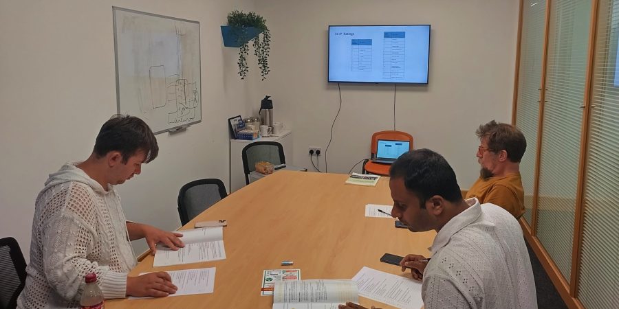 Learners completing written exercises during a PAT testing course at Cleveland Business Centre in Middlesbrough.